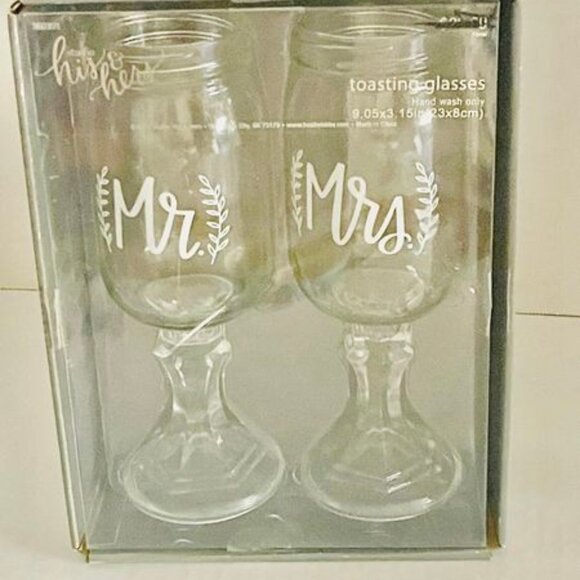Mr And Mrs Mason Jar Toasting Glasses new in box - Picture 2 of 7